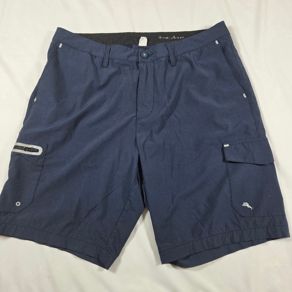 Tommy Bahama Mens Size 35 Navy Blue Island Active Swim Trunks Shorts Zip Fly
